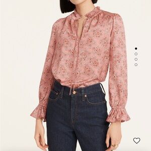 Drapey tie-neck ruffle top in paisley bunch NWT M Medium